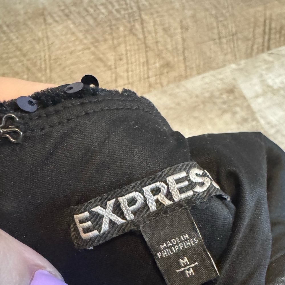 Express Black Sequin Mini Dress, Variable Strap L… - image 12